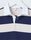 Mac & Ellie Stripe Long Sleeve Polo Shirt, Navy product photo View 02 S
