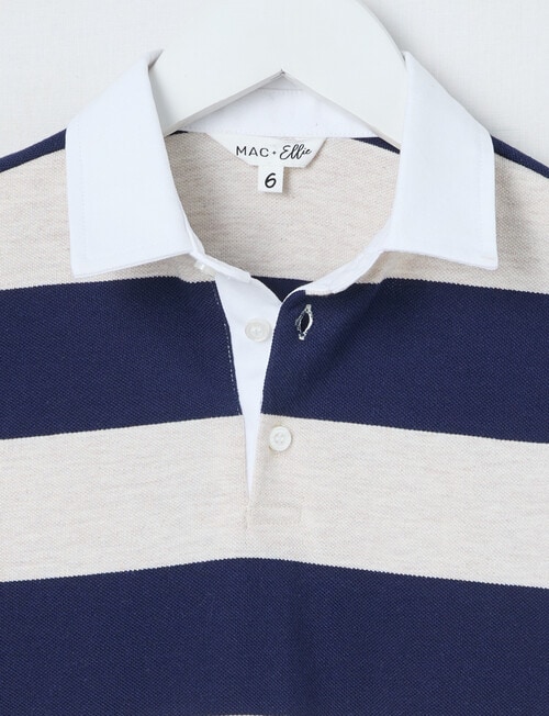 Mac & Ellie Stripe Long Sleeve Polo Shirt, Navy product photo View 02 L
