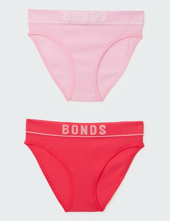 Bonds Retro Rib Bikini, 2-Pack, Mt Fuji & Pop Red product photo