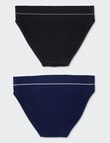 Bonds Retro Rib Bikini Brief, 2-Pack, Black & Black Sea product photo View 02 S