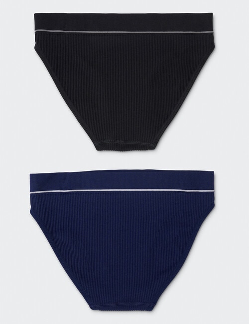 Bonds Retro Rib Bikini Brief, 2-Pack, Black & Black Sea product photo View 02 L