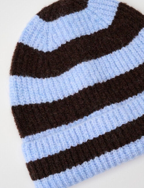Boston + Bailey Rib Striped Beanie, Blue & Chocolate product photo View 02 L