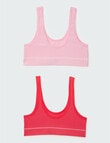 Bonds Retro Rib Crop Top, 2-Pack, Mt Fuji & Pop Red product photo View 02 S