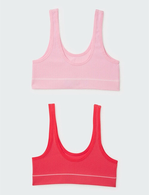 Bonds Retro Rib Crop Top, 2-Pack, Mt Fuji & Pop Red product photo View 02 L