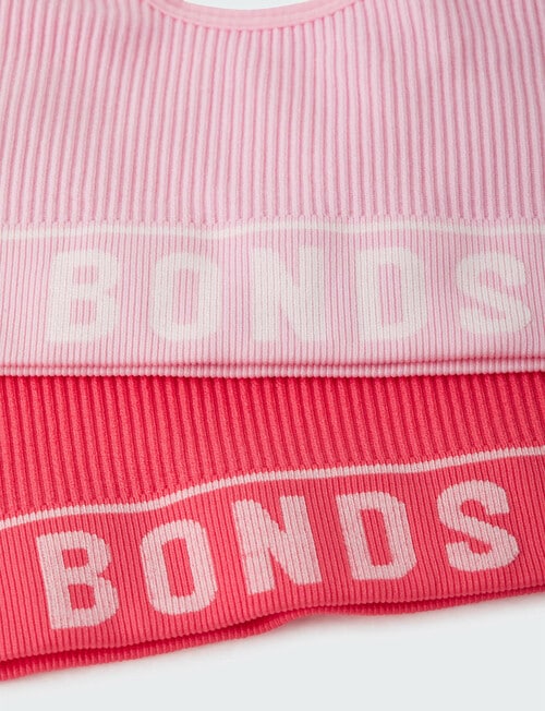 Bonds Retro Rib Crop Top, 2-Pack, Mt Fuji & Pop Red product photo View 03 L