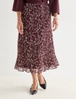 Ella J Pleat Skirt Print, Burgundy product photo