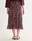 Ella J Pleat Skirt Print, Burgundy product photo View 02 S