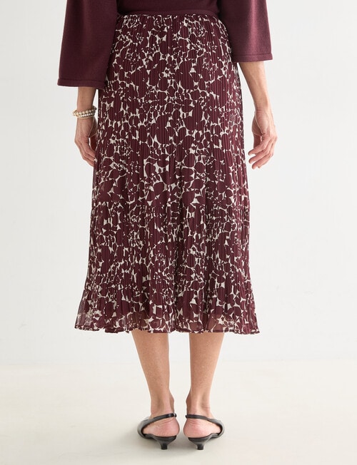 Ella J Pleat Skirt Print, Burgundy product photo View 02 L