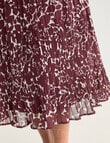 Ella J Pleat Skirt Print, Burgundy product photo View 04 S