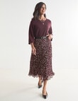 Ella J Pleat Skirt Print, Burgundy product photo View 07 S