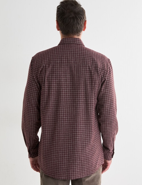 Chisel Mini Check Long Sleeve Shirt, Burgundy product photo View 02 L
