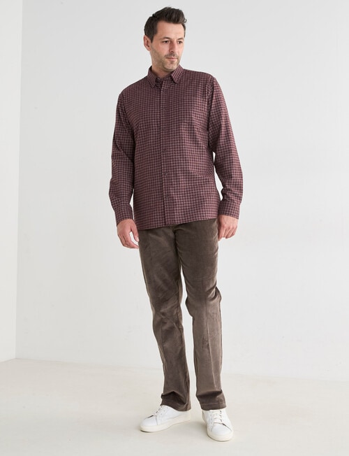 Chisel Mini Check Long Sleeve Shirt, Burgundy product photo View 03 L