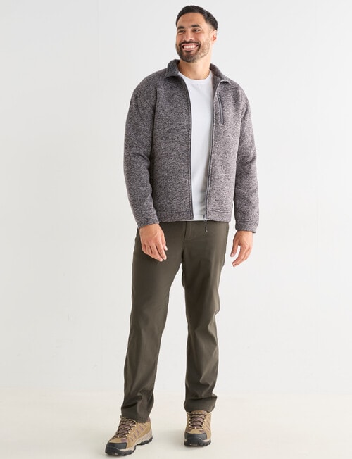 Kauri Trail Sherpa Lined Zip Through Fleece, Charcoal Marle product photo View 03 L