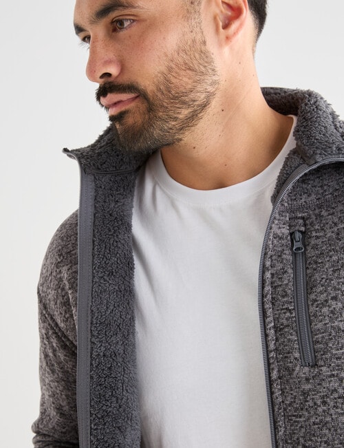 Kauri Trail Sherpa Lined Zip Through Fleece, Charcoal Marle product photo View 04 L