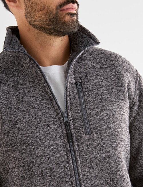 Kauri Trail Sherpa Lined Zip Through Fleece, Charcoal Marle product photo View 05 L