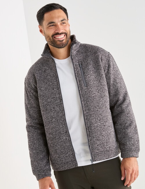 Kauri Trail Sherpa Lined Zip Through Fleece, Charcoal Marle product photo View 07 L