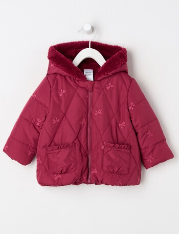 Teeny Weeny Butterflies & Bows Puffer Jacket, Cranberry product photo
