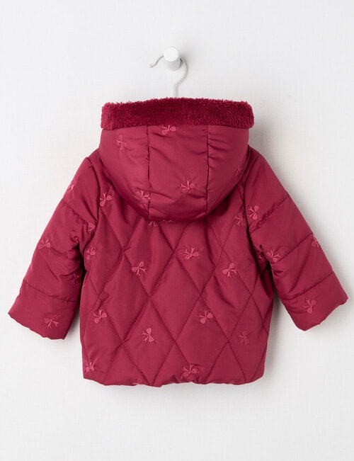 Teeny Weeny Butterflies & Bows Puffer Jacket, Cranberry product photo View 03 L