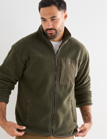 Kauri Trail Sherpa Patch Zip Through Fleece, Dark Forest product photo