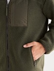 Kauri Trail Sherpa Patch Zip Through Fleece, Dark Forest product photo View 04 S