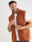 Kauri Trail Sherpa Patch Zip Vest Fleece, Rust product photo