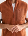 Kauri Trail Sherpa Patch Zip Vest Fleece, Rust product photo View 05 S