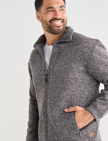 Kauri Trail Sherpa Lined Zip Through Fleece, Charcoal Marle product photo