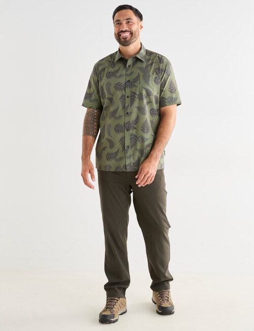 Kauri Trail Fern Print Short Sleeve Shirt, Khaki product photo View 03 L