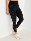 Superfit Limitless Print Panel Leggings, Black & Silver product photo