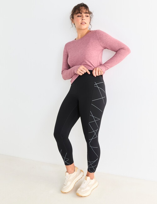 Superfit Limitless Print Panel Leggings, Black & Silver product photo View 03 L