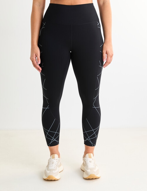 Superfit Limitless Print Panel Leggings, Black & Silver product photo View 05 L