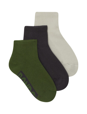 Bonds Logo Quater Crew Socks, 3-Pack, Forest Moss, La Femme Nikita & Asap Rocky product photo