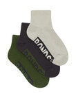 Bonds Logo Quater Crew Socks, 3-Pack, Forest Moss, La Femme Nikita & Asap Rocky product photo View 02 S