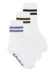Bonds Logo Stripe Crew Socks, 3-Pack, White product photo