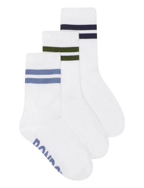 Bonds Logo Stripe Crew Socks, 3-Pack, White product photo