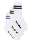 Bonds Logo Stripe Crew Socks, 3-Pack, White product photo View 02 S