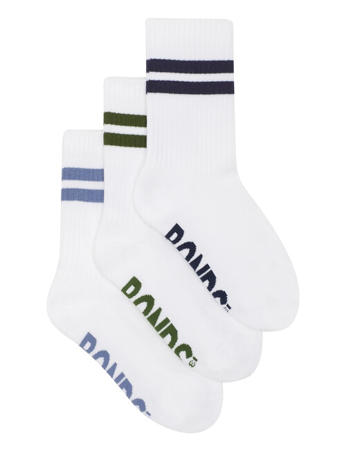 Bonds Logo Stripe Crew Socks, 3-Pack, White product photo View 02 L
