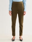 Ella J Pull-On Cord Straight Leg Pant, Moss product photo