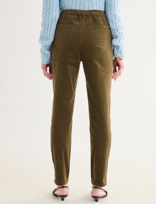 Ella J Pull-On Cord Straight Leg Pant, Moss product photo View 02 L