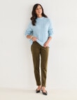 Ella J Pull-On Cord Straight Leg Pant, Moss product photo View 03 S