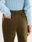 Ella J Pull-On Cord Straight Leg Pant, Moss product photo View 05 S