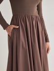 Whistle Long Sleeve Round Neck Rib Dress, Chocolate product photo View 05 S