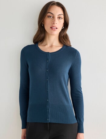 Oliver Black Long Sleeve Crew Neck Cardigan, Atlantic product photo