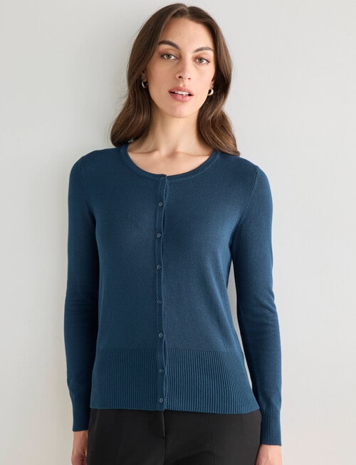 Oliver Black Long Sleeve Crew Neck Cardigan, Atlantic product photo