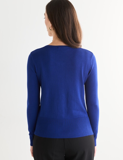 Oliver Black Long Sleeve Crew Neck Cardigan, Cobalt product photo View 02 L