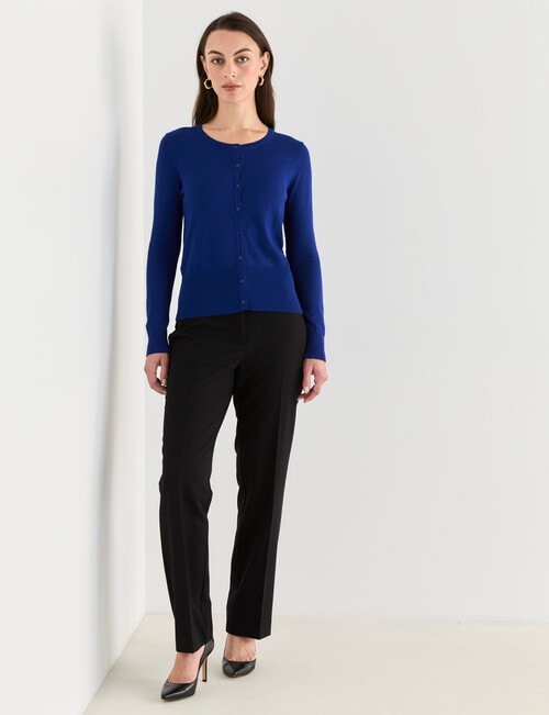 Oliver Black Long Sleeve Crew Neck Cardigan, Cobalt product photo View 03 L