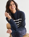 Ella J Bateau Jumper, Navy & Ivory product photo
