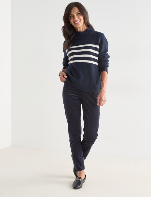 Ella J Bateau Jumper, Navy & Ivory product photo View 03 L