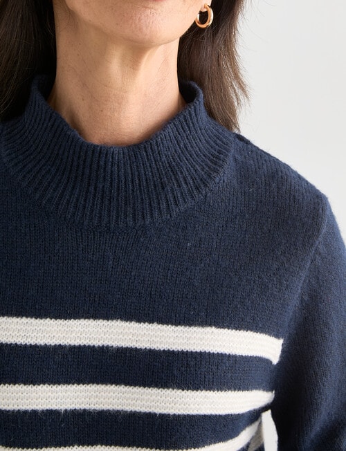 Ella J Bateau Jumper, Navy & Ivory product photo View 04 L