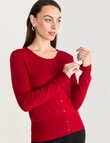 Oliver Black Long Sleeve Crew Neck Cardigan, Ruby product photo